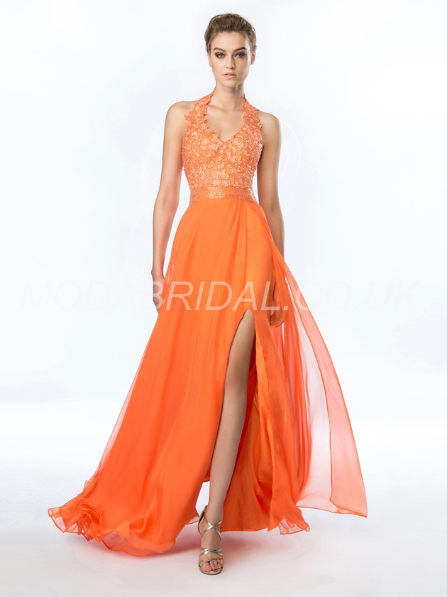 vestido laranja formatura